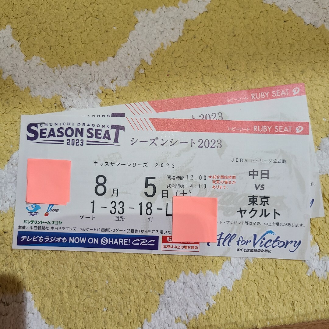 ★最終価格★バンテリンドーム　チケット　中日対ヤクルト
