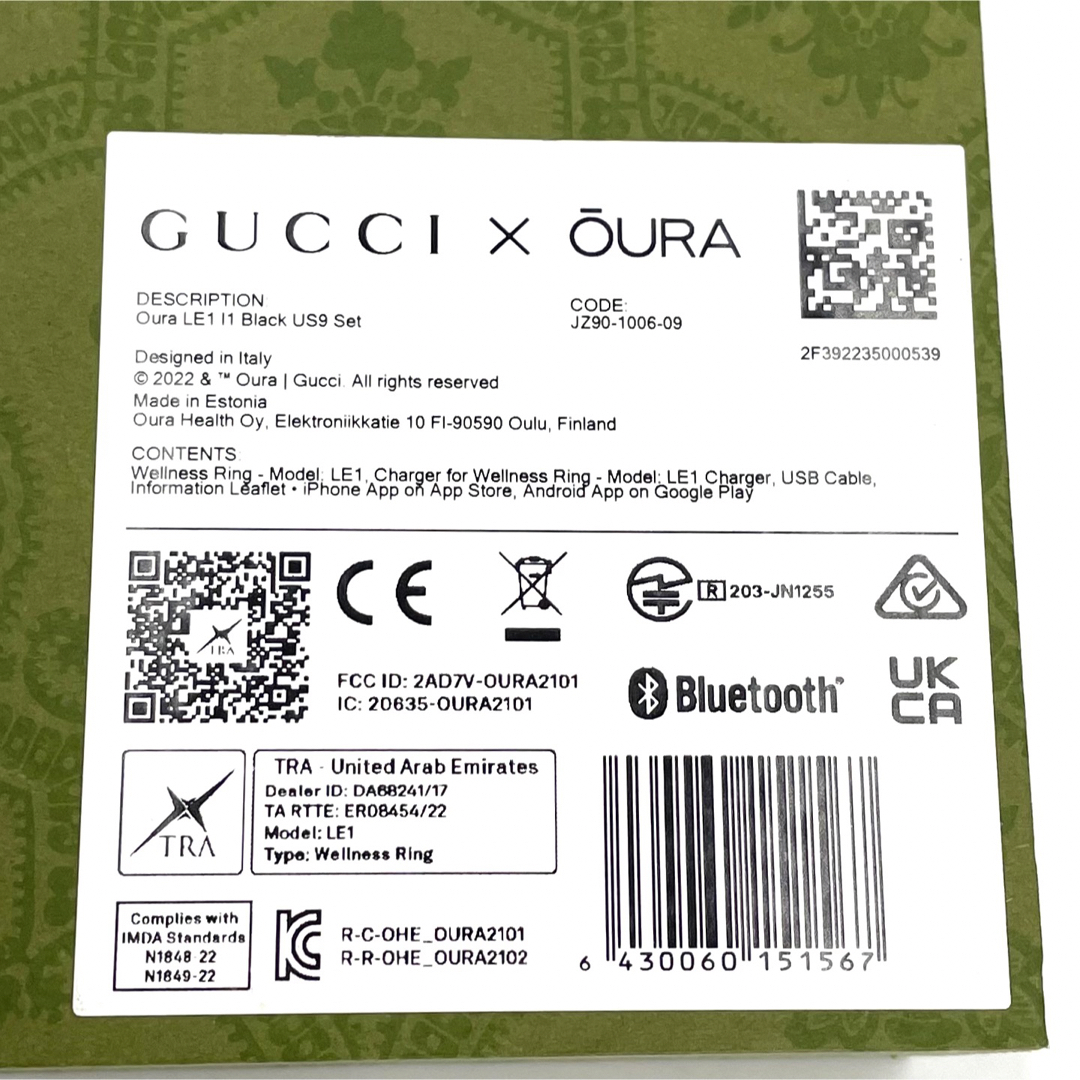 GUCCI - GUCCI×OURA グッチ×オーラ スマートリング LE1 US9 約18 GUCCI - GUCCI×OURA グッチ×オーラ スマートリング LE1 US9 約18
