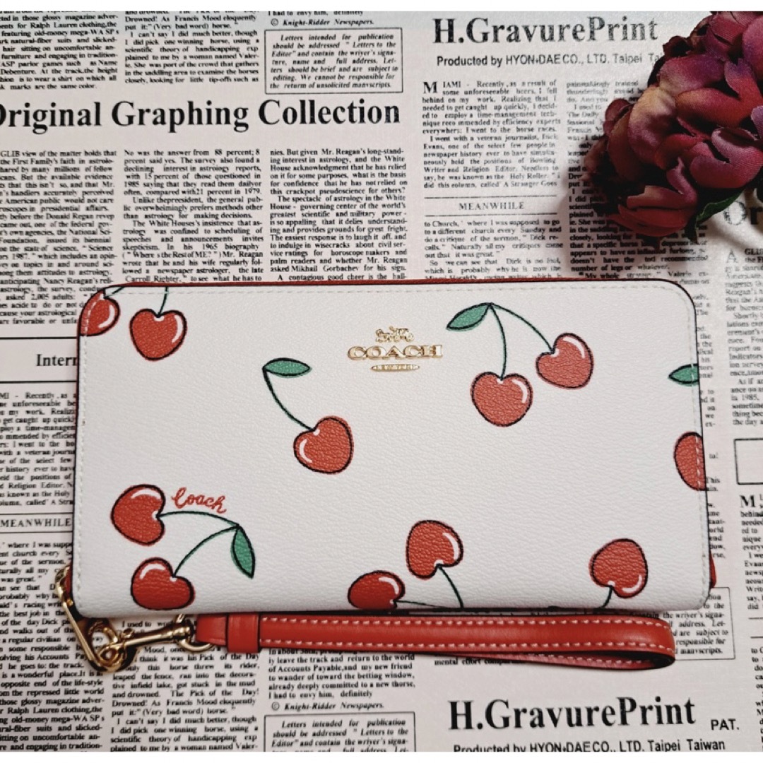 新品未使用品】COACH コーチ 長財布 チェリー-