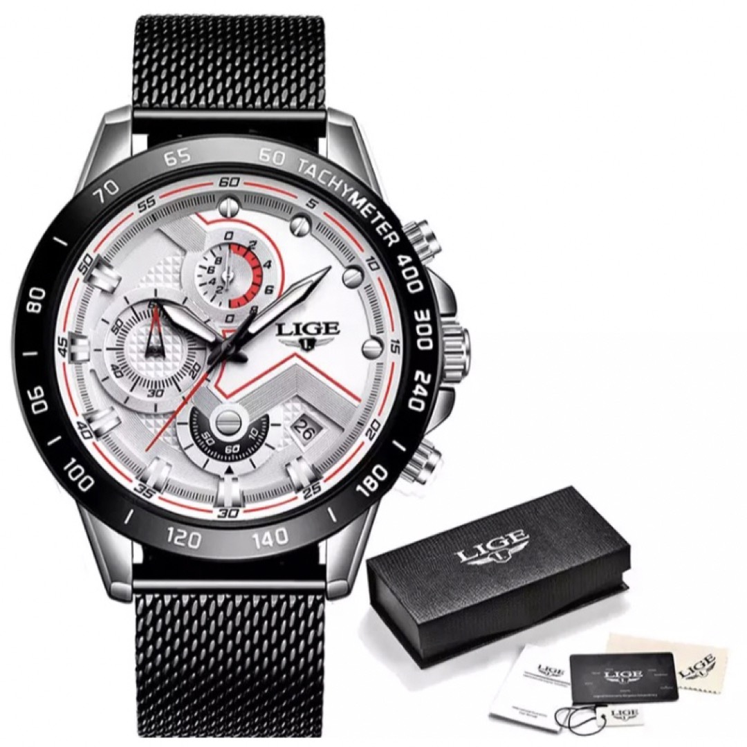 海外限定品メンズ 高級腕時計 人気のLIGE ブラックホワイト