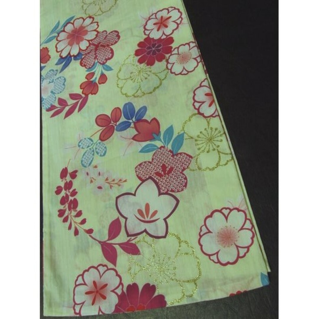 単品⭐Xmissブランド浴衣⭐薄クリーム⭐八重桜モチーフ⭐金ラメ⭐ナデシコ鹿の子