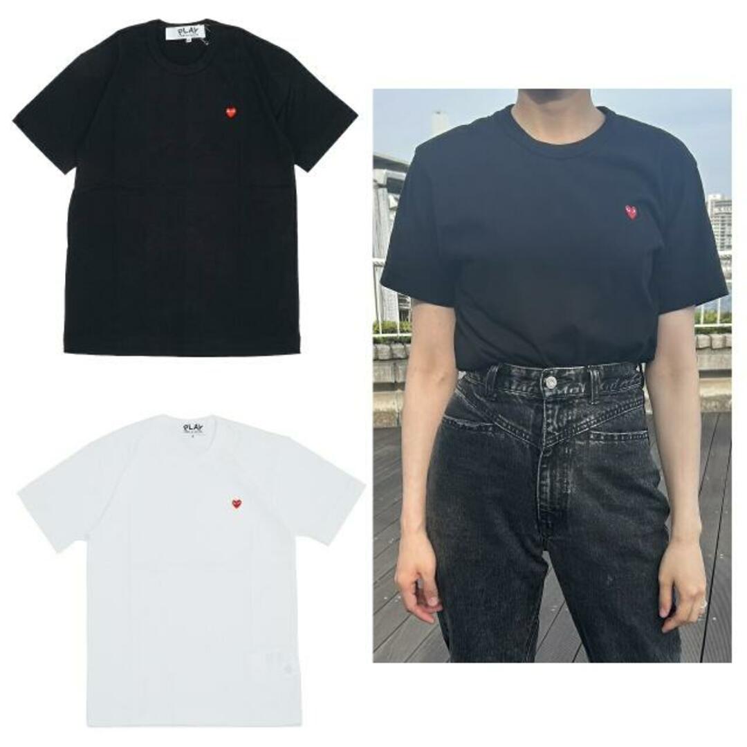 COMME des GARCONS(コムデギャルソン) AZ-T304 MEN T-SHIRT WITH SMALL RED HEART Black