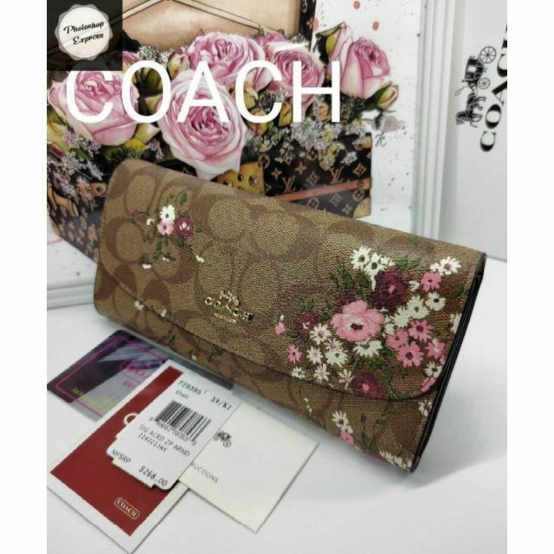 COACH コーチ 長財布 花