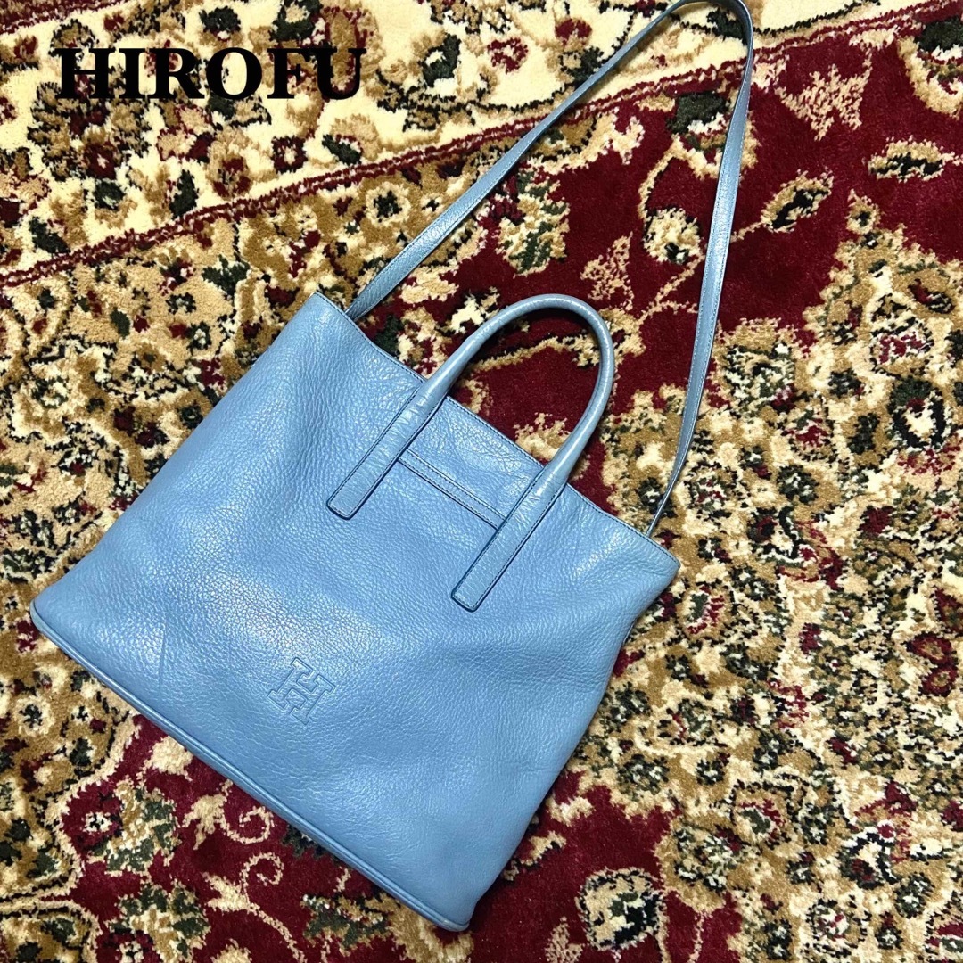 お値打ち 【美品】HIROFU ヒロフ ハンドバッグ スカイブルー