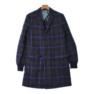 エトロ(ETRO)のETRO エトロ チェスターコート 48(L位) 紺x茶xベージュ(チェック) 【古着】【中古】(チェスターコート)