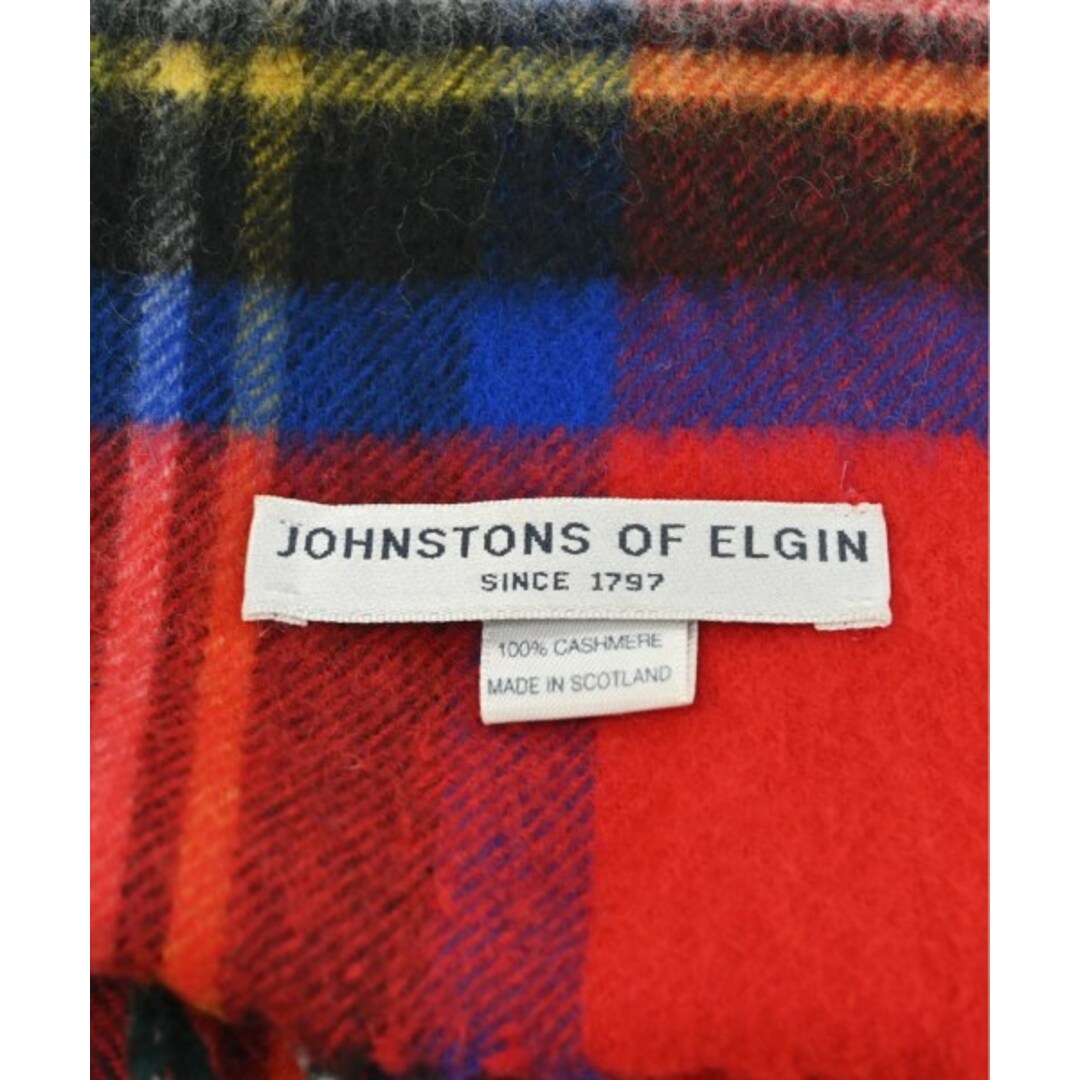 Johnstons of Elgin マフラー - 赤x緑x青等(チェック) 【古着】【中古