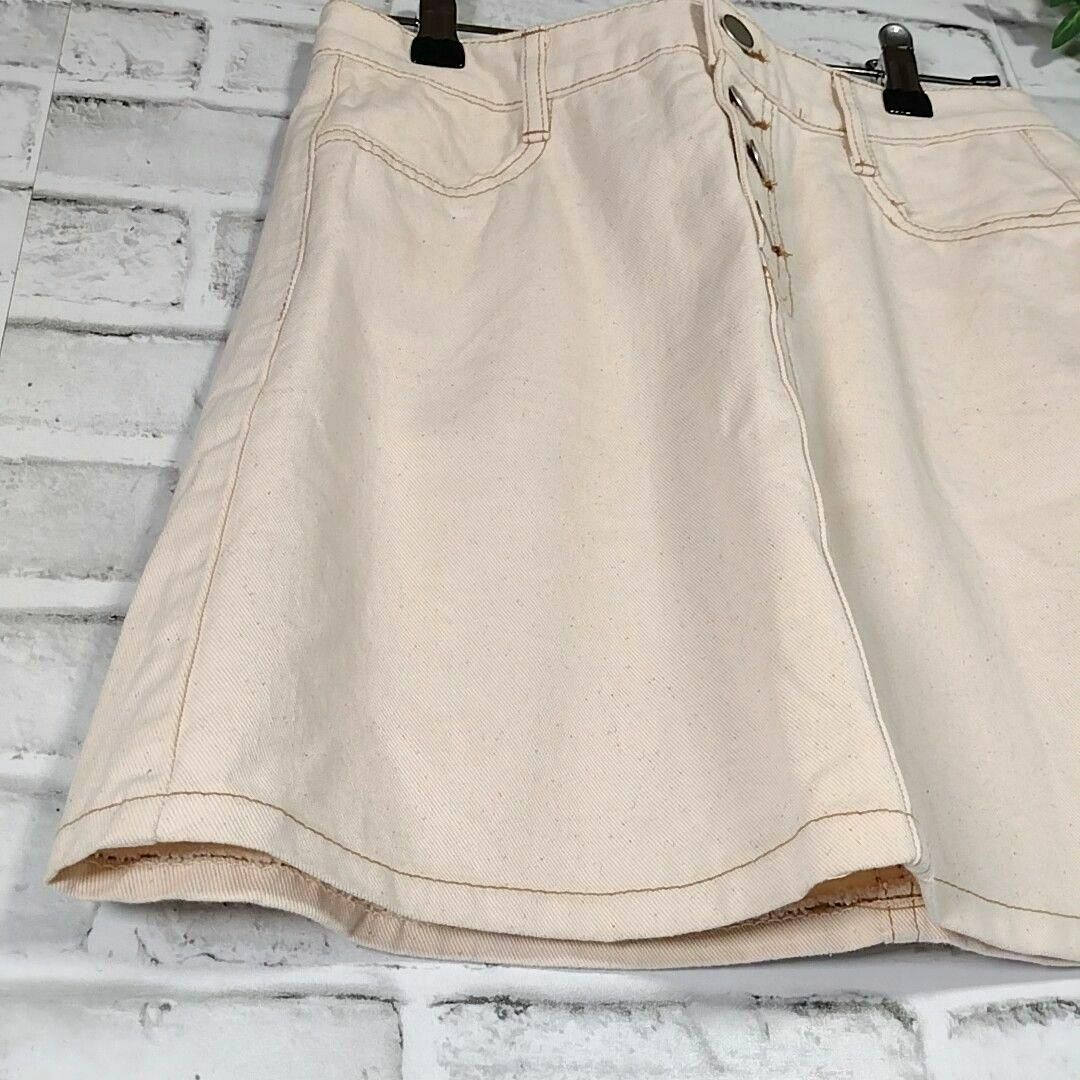 韓国ファッション♪デニムミニスカート 綿コットン素材左右前後ポケット付き L相当 レディースのスカート(ミニスカート)の商品写真