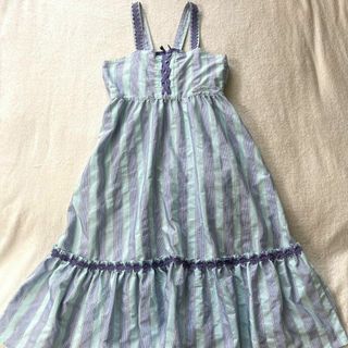 アナスイミニ(ANNA SUI mini)の美品 アナスイミニ ロングワンピース ストライプ サイズXL 160cm(ワンピース)