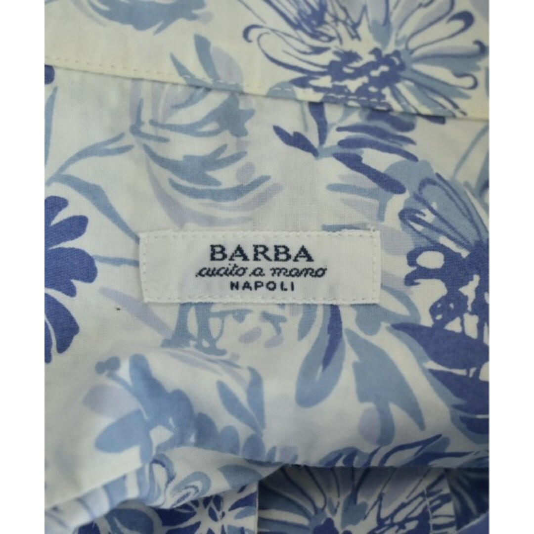 BARBA(バルバ)のBARBA バルバ ドレスシャツ 40(L位) 白x青(総柄) 【古着】【中古】 メンズのトップス(シャツ)の商品写真