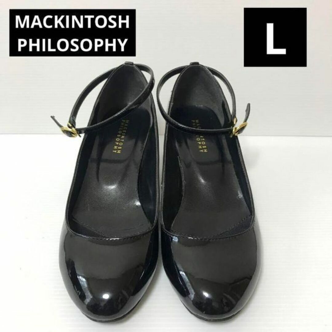 MACKINTOSH マッキントッシュ【24.5cm】黒 レザーパンプスベルト付ノビライフ_レディース