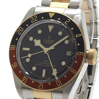 チュードル(Tudor)のTUDOR チューダー メンズ腕時計 ヘリテージ ブラックベイ GMT 79833MN ブラック（黒）文字盤 ランダムシリアル SS×YG【中古】(腕時計(アナログ))