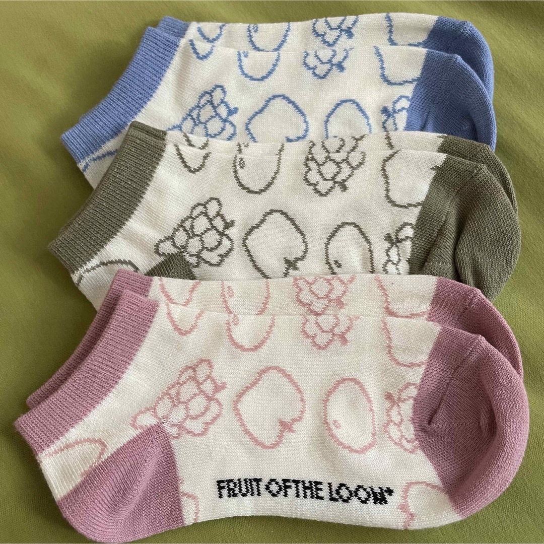 FRUIT OF THE LOOM(フルーツオブザルーム)の【フルーツオブザルーム】とっても可愛いパステルカラー❣️キッズ靴下3足組 レディースのレッグウェア(ソックス)の商品写真