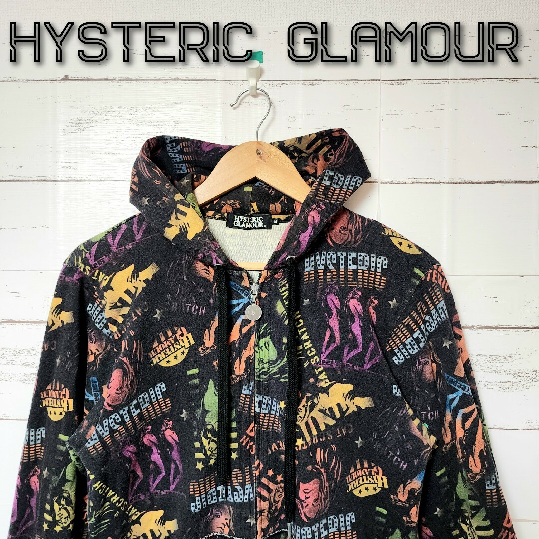 《超希少》HYSTERIC GLAMOUR ジップパーカー 総柄 M ヒスガール