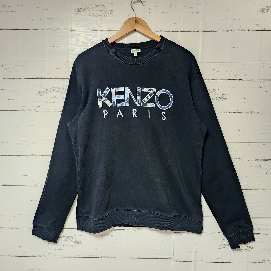 超希少》KENZO ケンゾー スウェット トレーナー 黒 ビックロゴ 刺繍