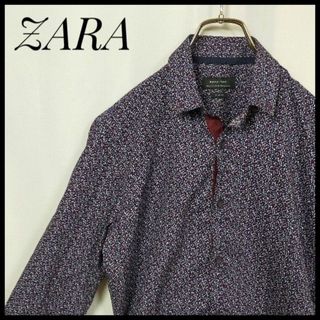 ザラ(ZARA)のszocs様専　ＺＡＲＡ　花柄　総柄　ドレスシャツ　スリムフィット　紫パープル(シャツ)