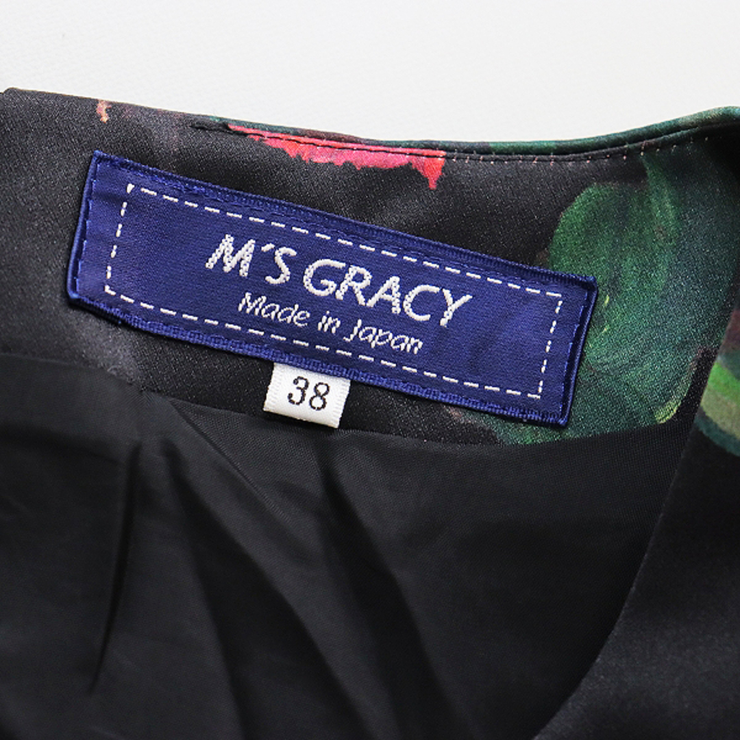 【美品】 M'S GRACY 長袖 ロングワンピース フラワーモチーフ サイズL