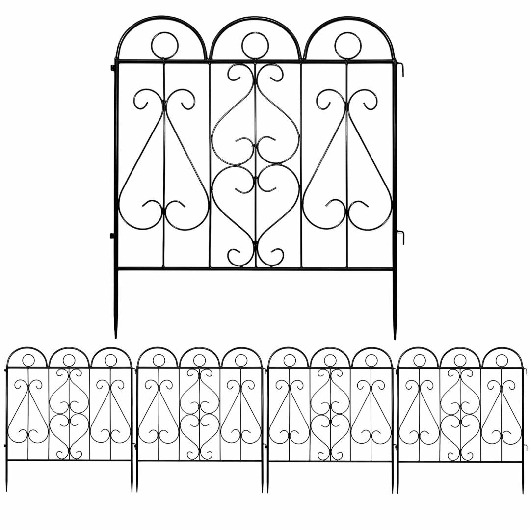 Rxakudedo 5枚組 アイアンフェンス ガーデンフェンス花壇 柵 フェンス