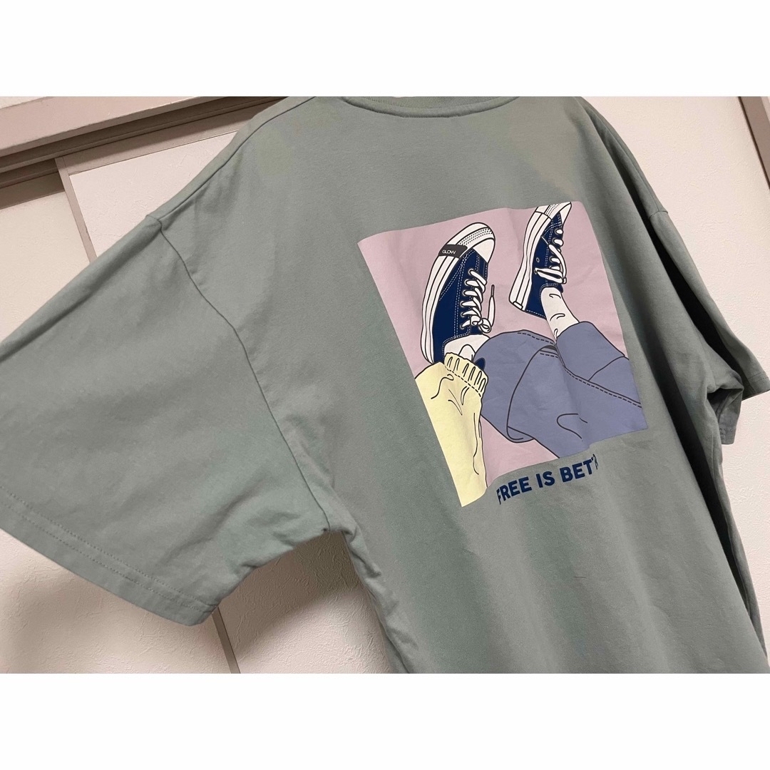 プルペンポン様専用！HALHAM バックプリントTシャツ　XL モスグリーン メンズのトップス(Tシャツ/カットソー(半袖/袖なし))の商品写真