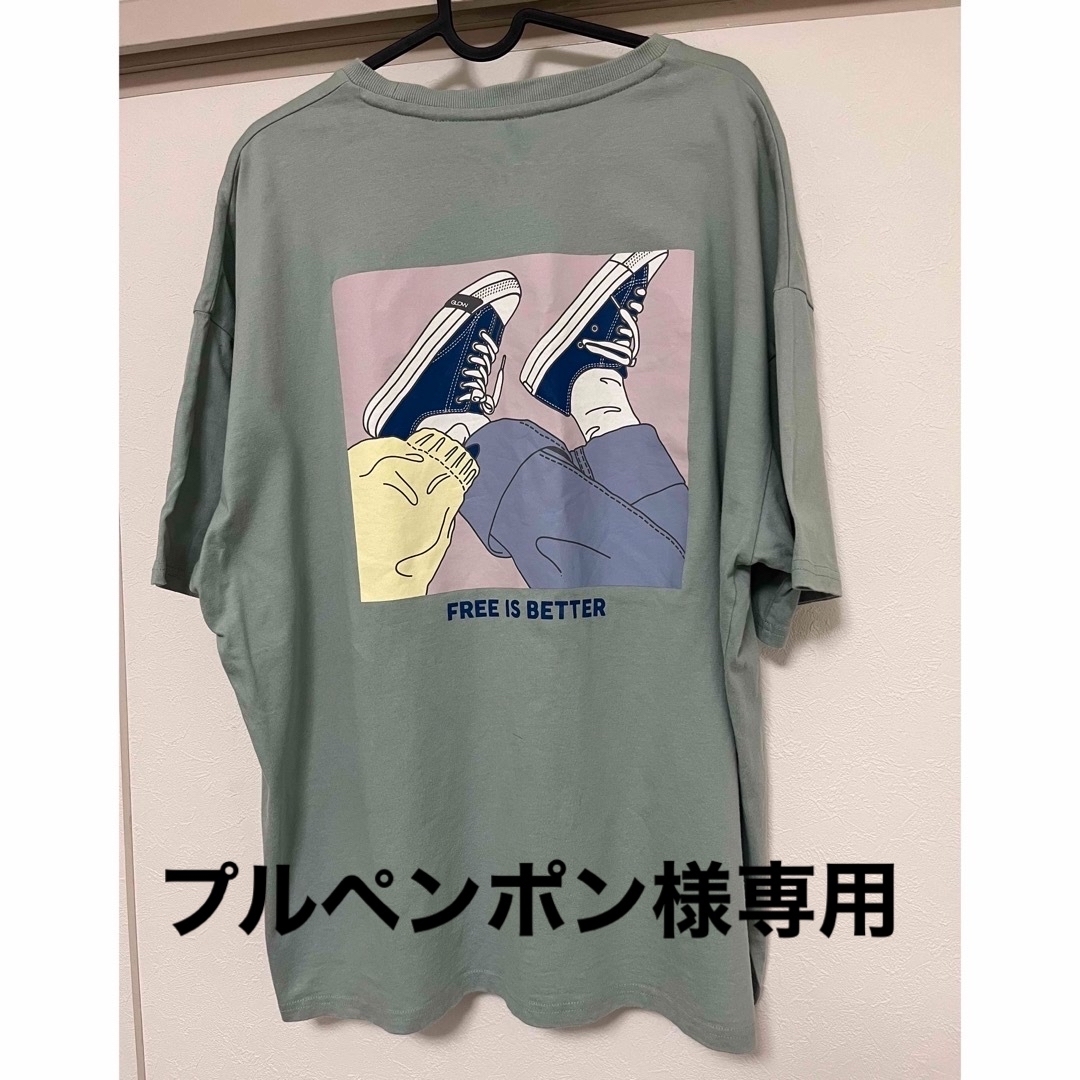 プルペンポン様専用！HALHAM バックプリントTシャツ　XL モスグリーン メンズのトップス(Tシャツ/カットソー(半袖/袖なし))の商品写真