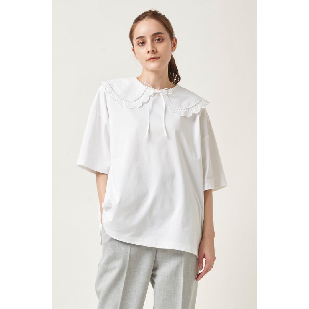 新品】yori スカラップカラーカットソー【2021SP】- 新品】yori スカラップカラーカットソー【2021SP】-