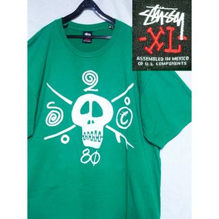 ステューシー(STUSSY)のSTUSSY XL Tシャツ ビックサイズ スカル グリーン(Tシャツ/カットソー(半袖/袖なし))