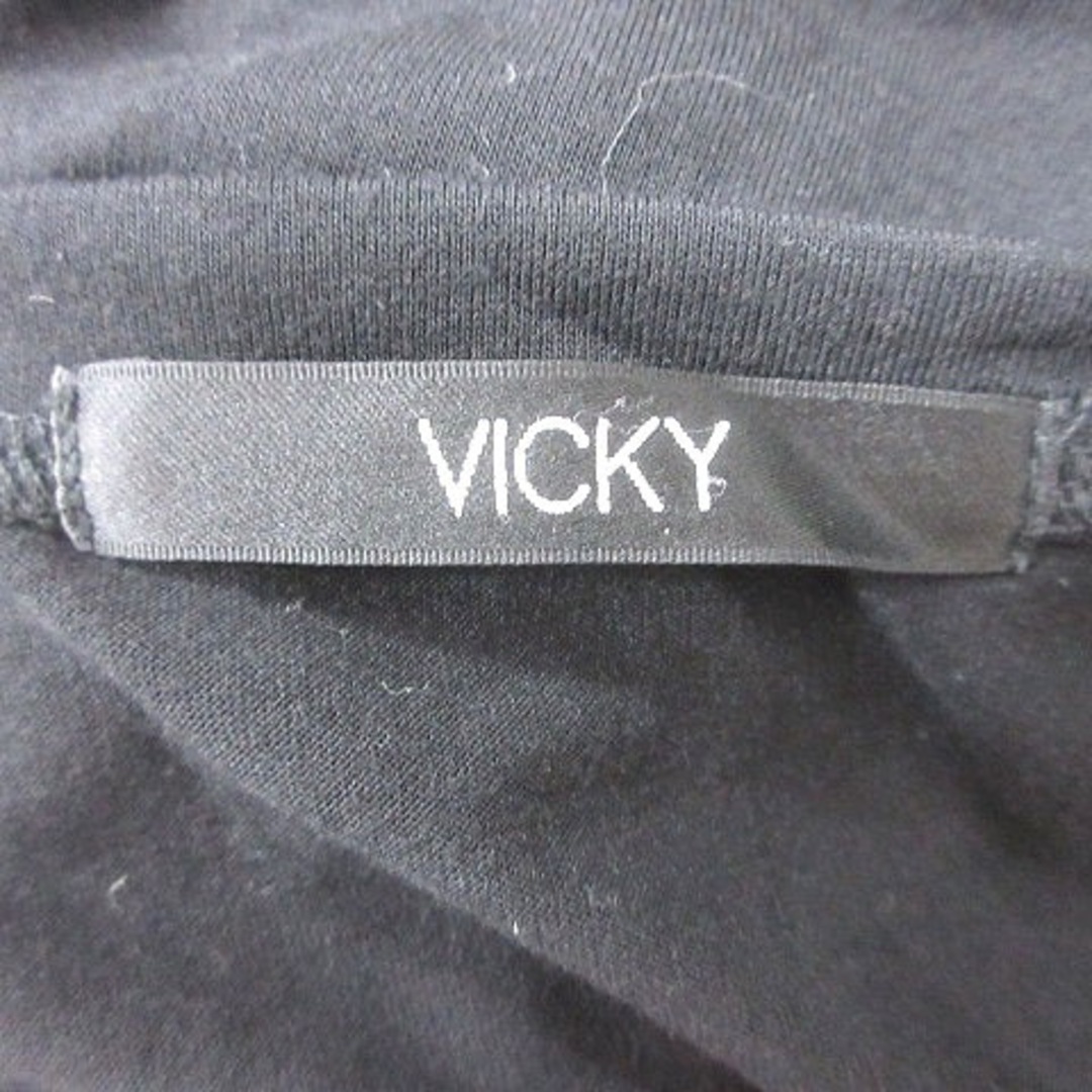 VICKY(ビッキー)のビッキー カットソー ビジュー パール フレンチスリーブ 2 黒 ブラック レディースのトップス(カットソー(半袖/袖なし))の商品写真