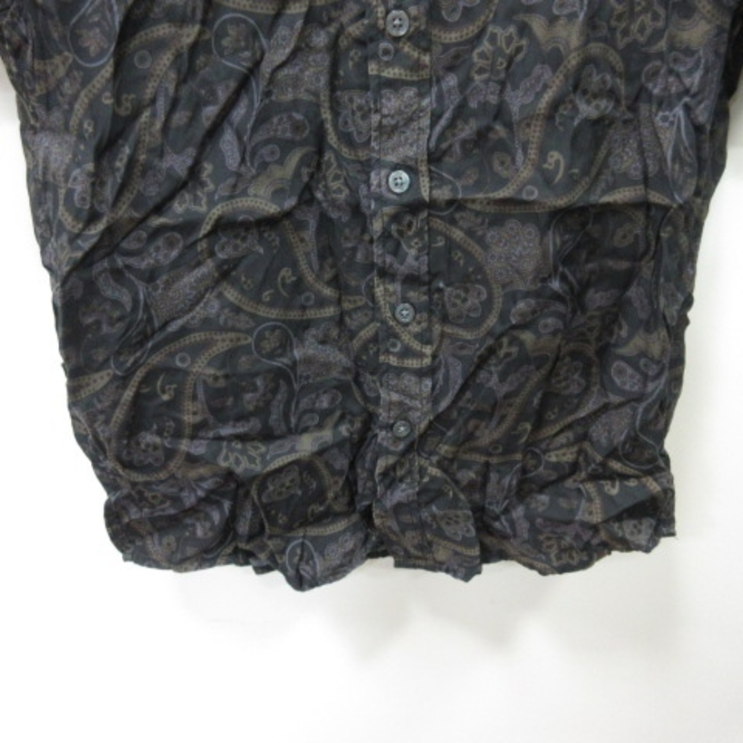 nano・universe(ナノユニバース)のナノユニバース シャツ 半袖 ペイズリー柄 S 黒 ブラック 茶 ブラウン メンズのトップス(シャツ)の商品写真