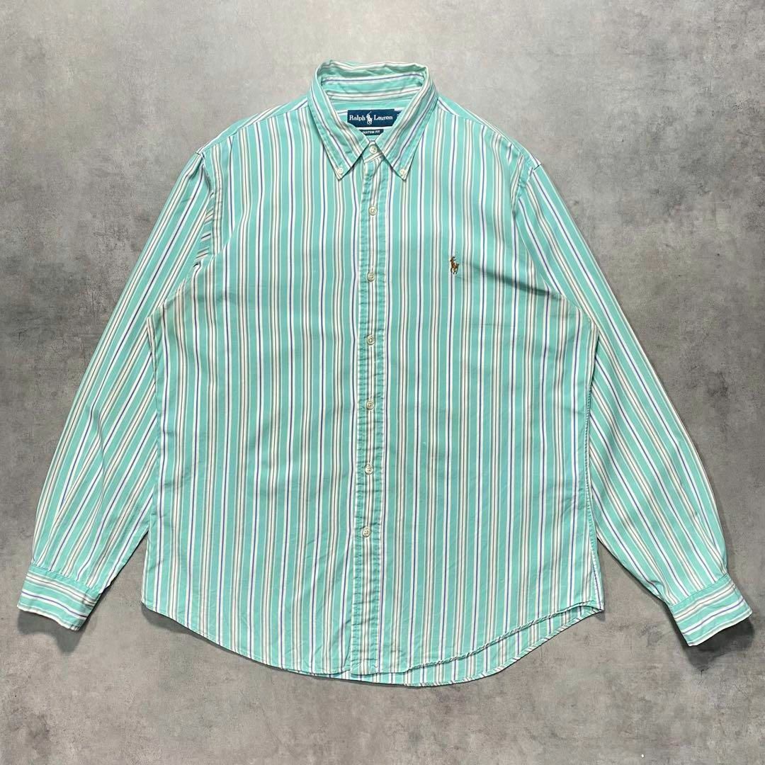 90s POLO ポロラルフローレン ストライプBDシャツ USメンズ古着 | フリマアプリ ラクマ