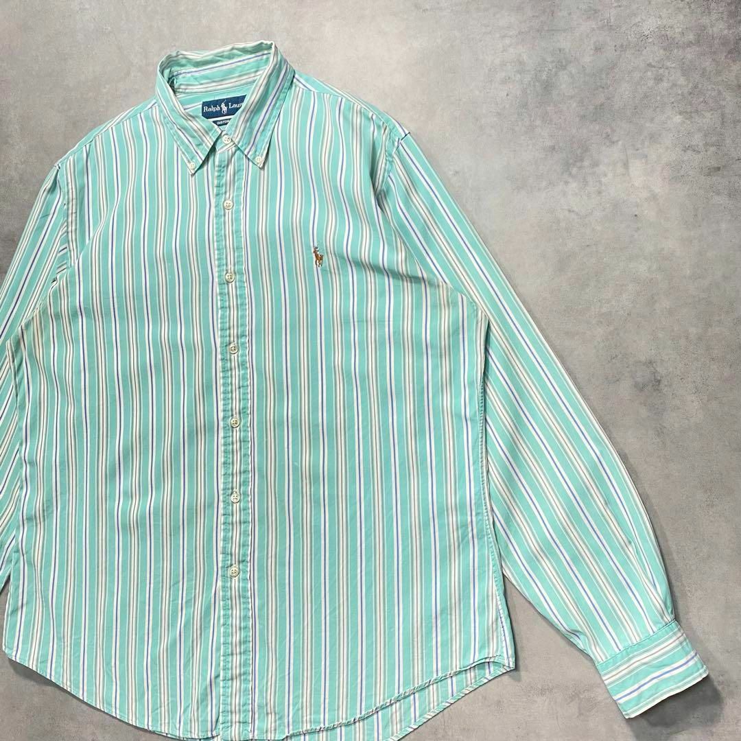 90s POLO ポロラルフローレン ストライプBDシャツ USメンズ古着