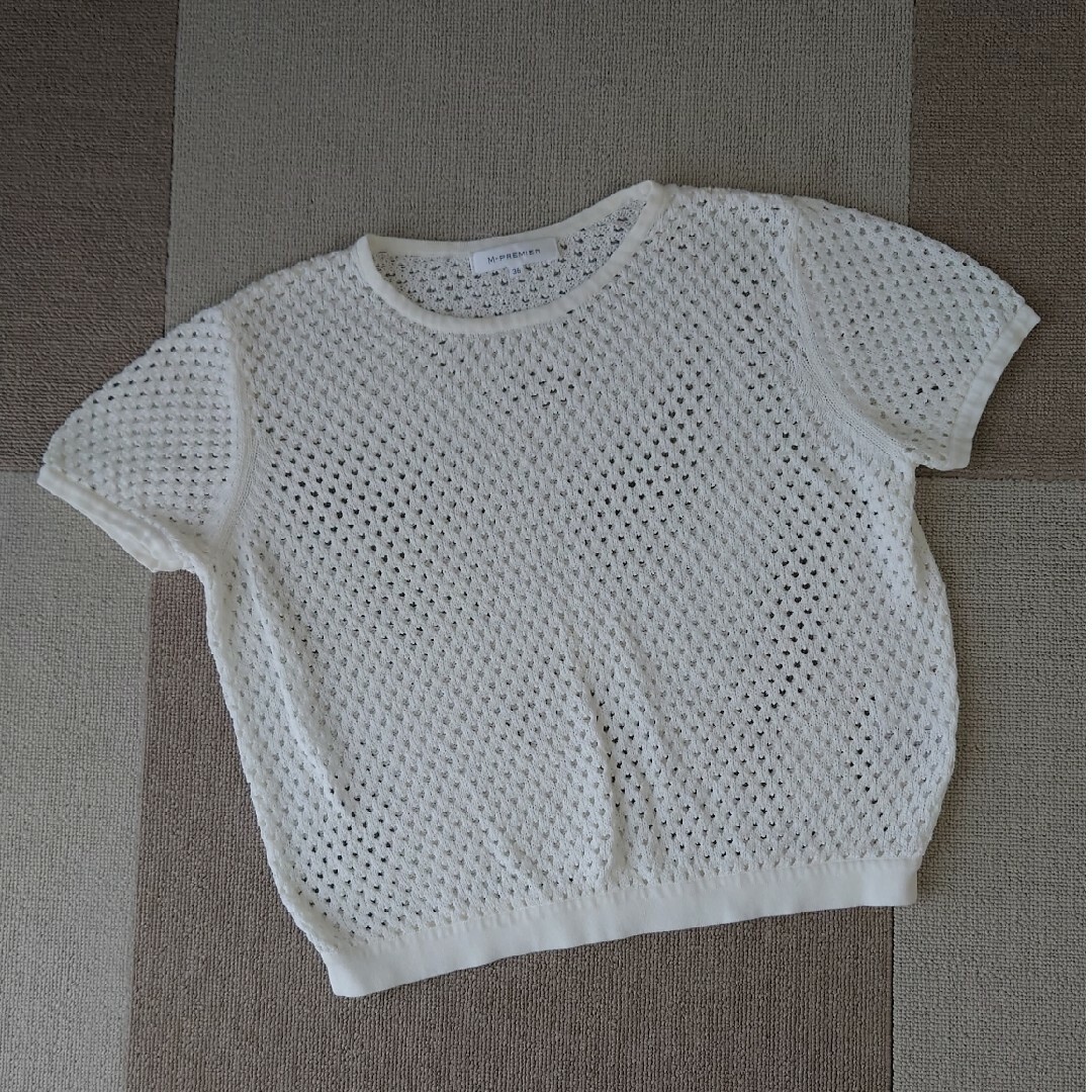 M-premier(エムプルミエ)のエムプルミエ　透かし編みニット　半袖　36 レディースのトップス(ニット/セーター)の商品写真