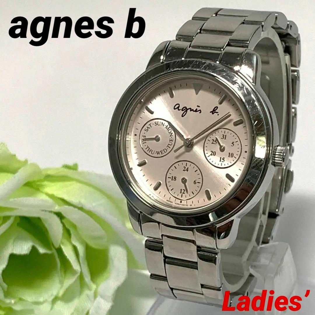 agnes b.(アニエスベー)の409 agnes b アニエスべー レディース 時計 クロノグラフ デイデイト レディースのファッション小物(腕時計)の商品写真