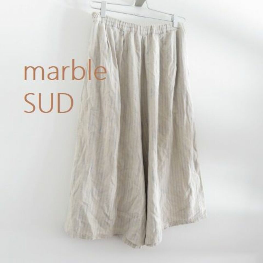 marble SUD マーブルシュッド　ストライプ　ガウチョパンツ　麻　リネン