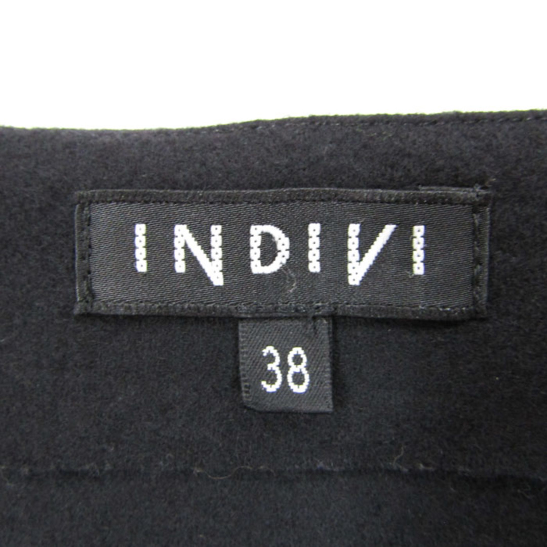 INDIVI(インディヴィ)のインディヴィ ノースリーブワンピース インナー付き ボーダー ひざ上丈 日本製 ウール レディース 38サイズ ブラック INDIVI レディースのワンピース(その他)の商品写真
