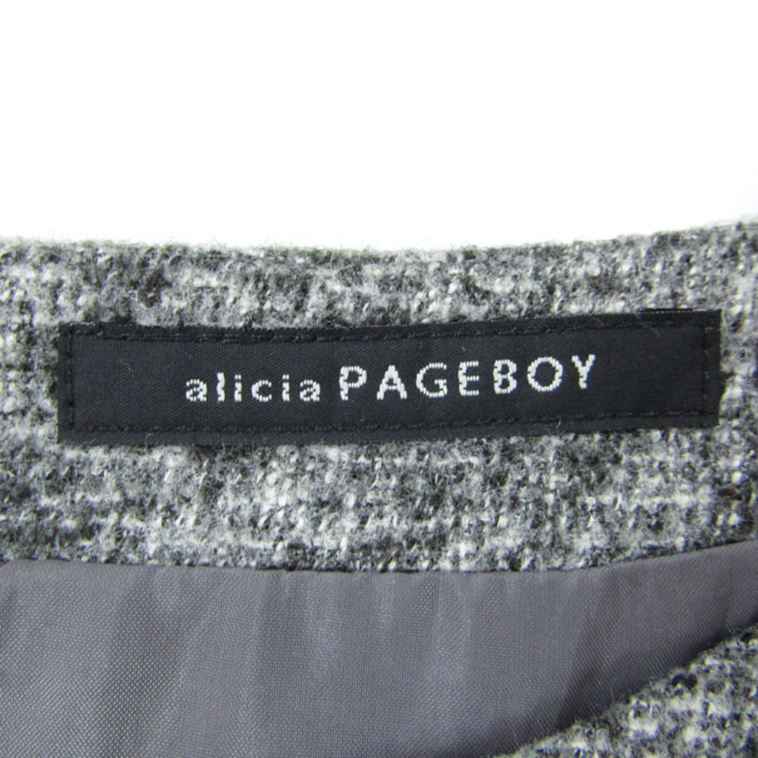 PAGEBOY(ページボーイ)のページボーイ 長袖ワンピース Vネック 袖切替 プリーツスリーブ ひざ上丈 裏地有 レディース Fサイズ グレー PAGEBOY レディースのワンピース(その他)の商品写真