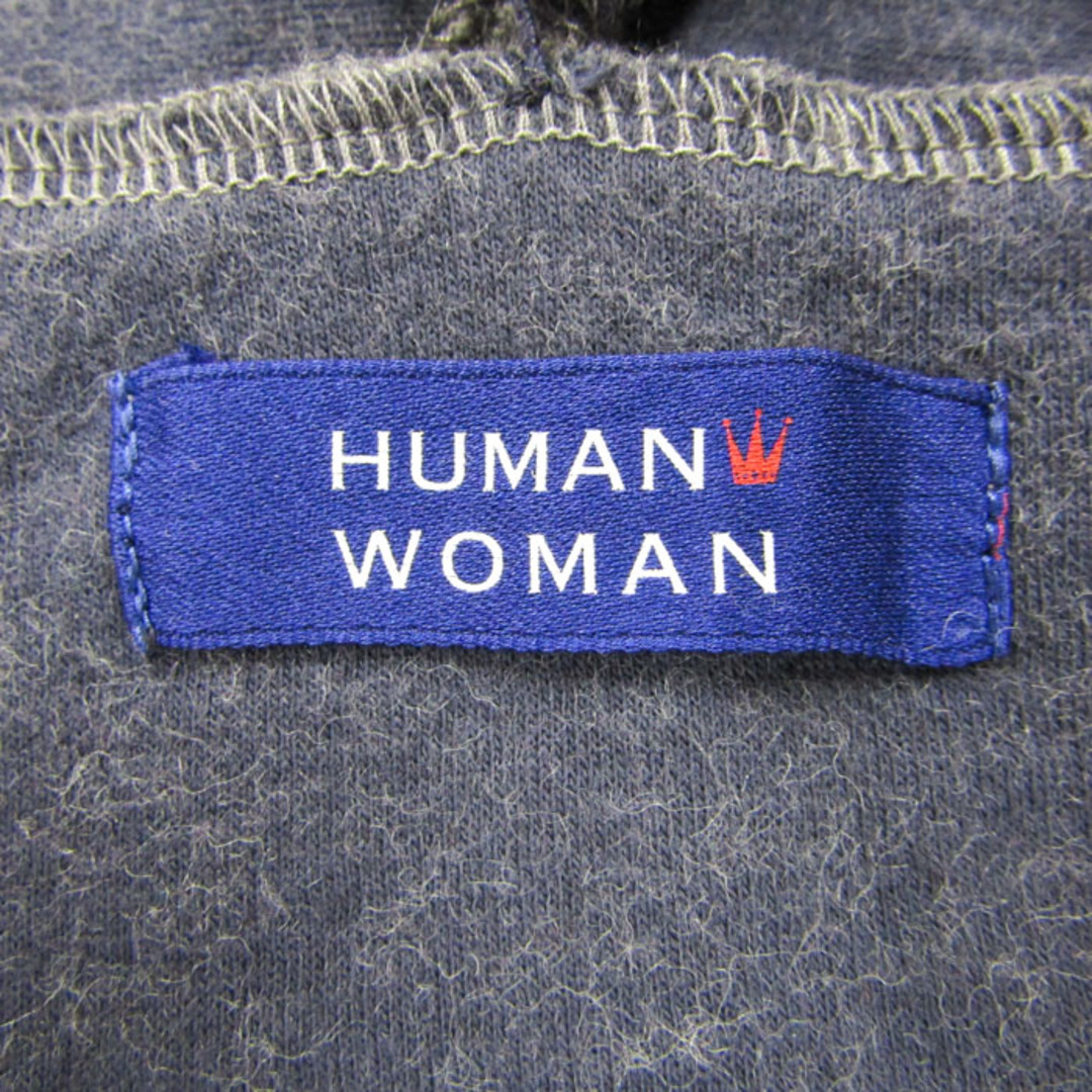 HUMAN WOMAN(ヒューマンウーマン)のヒューマンウーマン 長袖カットソー シャツ Vネック トップス ウール混 日本製 レディース Mサイズ グレー HUMAN WOMAN レディースのトップス(カットソー(長袖/七分))の商品写真