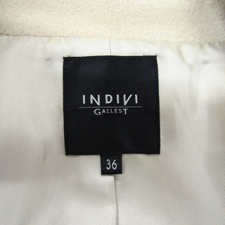 インディヴィ ロングコート フード付き ファー ジップアップ アウター 日本製 ウール レディース 36サイズ ホワイト INDIVI