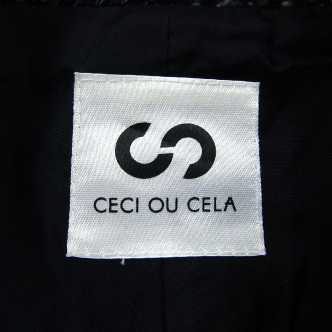 セシオセラ ツイードジャケット スタンドカラー アウター ウール混 日本製 レディース Mサイズ グレー CECI OU CELA 1