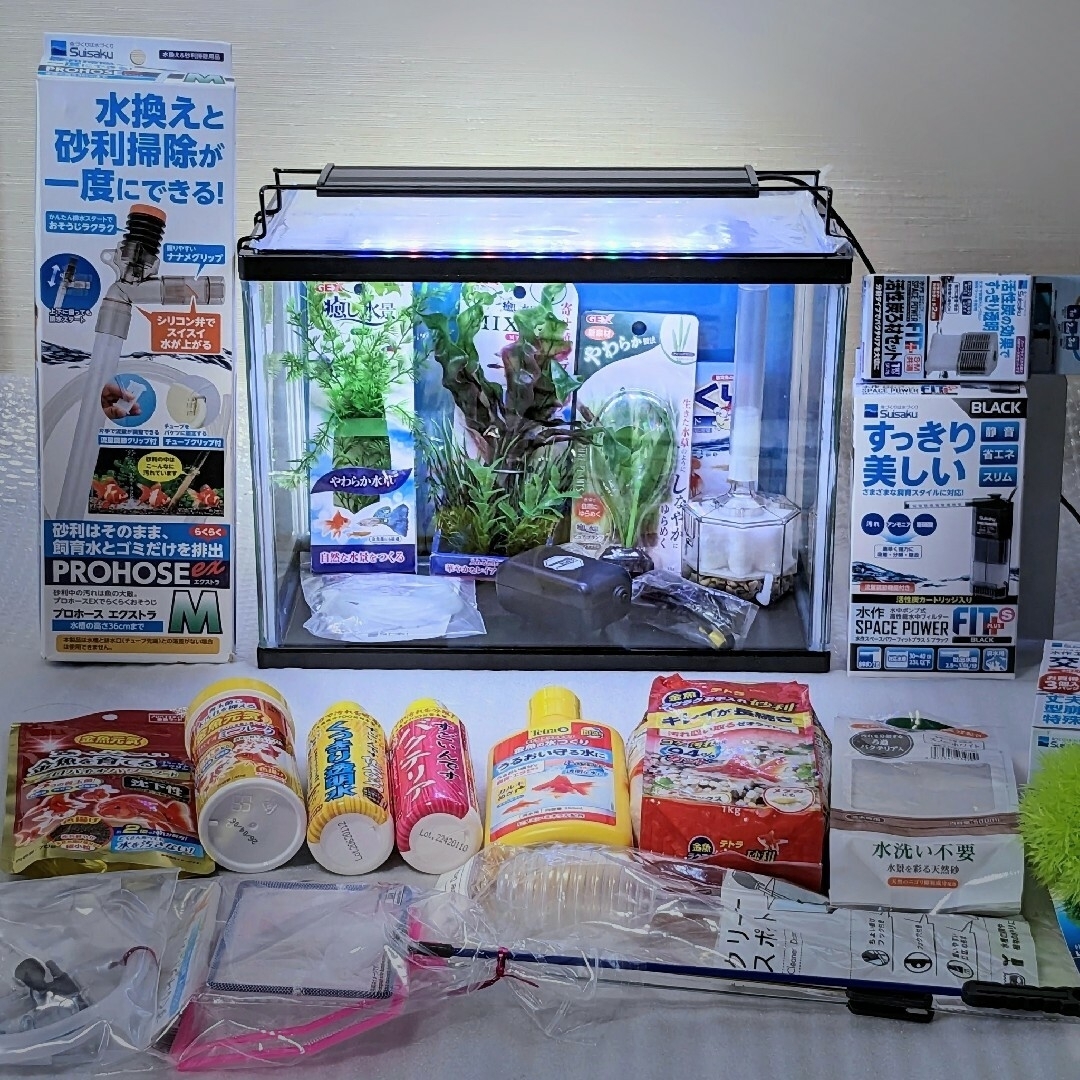 Suisaku - 水作 NEWきんぎょファミリーM、4色LEDアクアリウム Suisaku - 水作 NEWきんぎょファミリーM、4色LEDアクアリウム