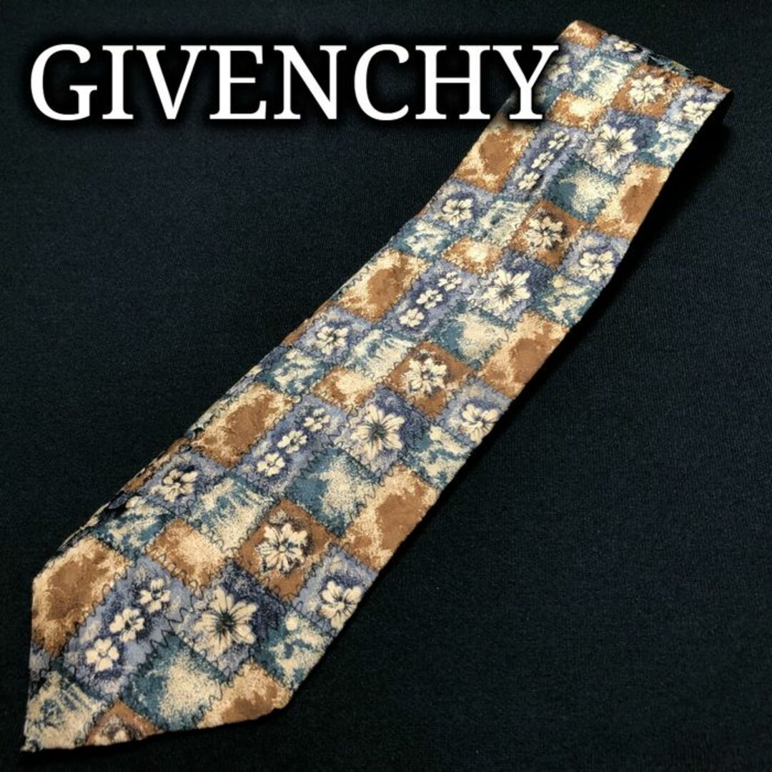 GIVENCHY(ジバンシィ)のジバンシィ フラワー ブラウン＆ネイビー ネクタイ A107-G12 メンズのファッション小物(ネクタイ)の商品写真