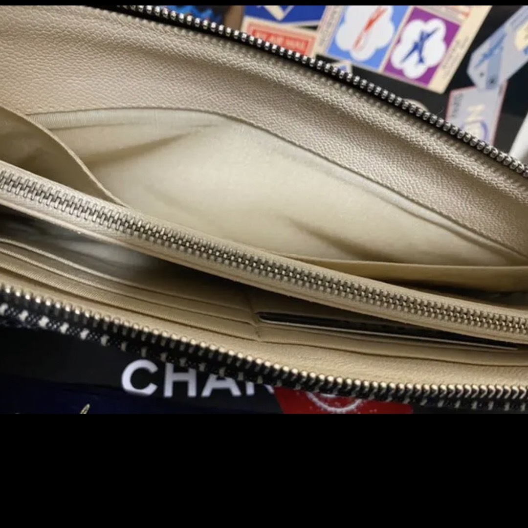 CHANEL 長財布 多機能ポーチ デニム ストライプ 希少