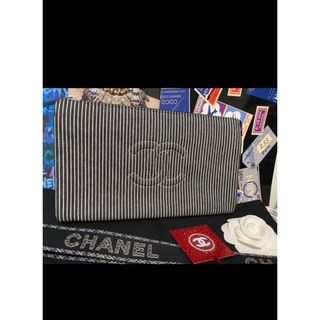 シャネル(CHANEL)のCHANEL 長財布 多機能ポーチ デニム ストライプ 希少(財布)