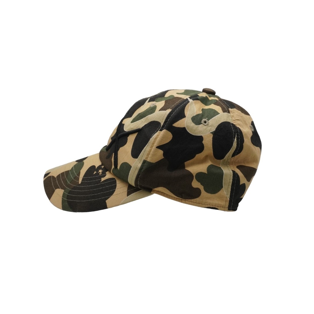 A Bathing ape アベイシングエイプ BAPE KAWS カウズ キャップ 帽子 1stCamo 日本製 コットン ベージュ カーキ 美品  52530