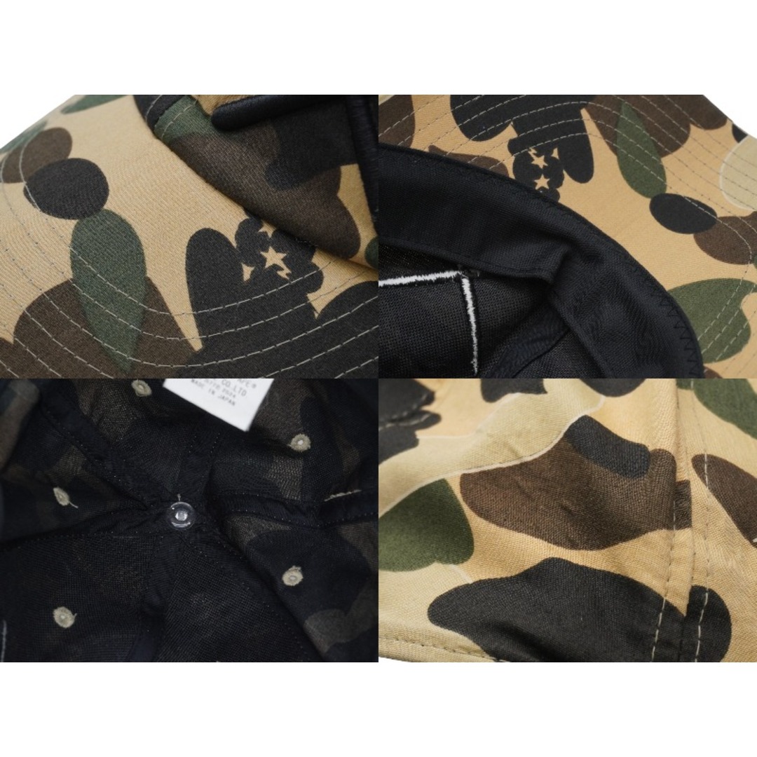 A Bathing ape アベイシングエイプ BAPE KAWS カウズ キャップ 帽子 1stCamo 日本製 コットン ベージュ カーキ 美品  52530