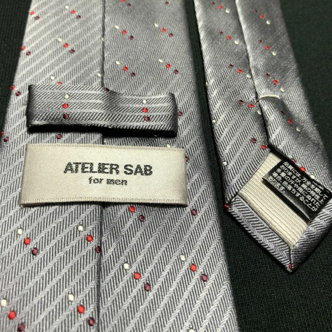 ATELIER SAB(アトリエサブ)のアトリエサブ ドット グレー ネクタイ ナロータイ A107-G23 メンズのファッション小物(ネクタイ)の商品写真