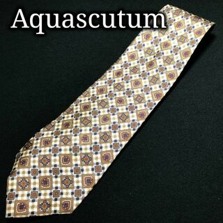 アクアスキュータム(AQUA SCUTUM)のアクアスキュータム フラワーチェック ブラウン ネクタイ A107-H01(ネクタイ)