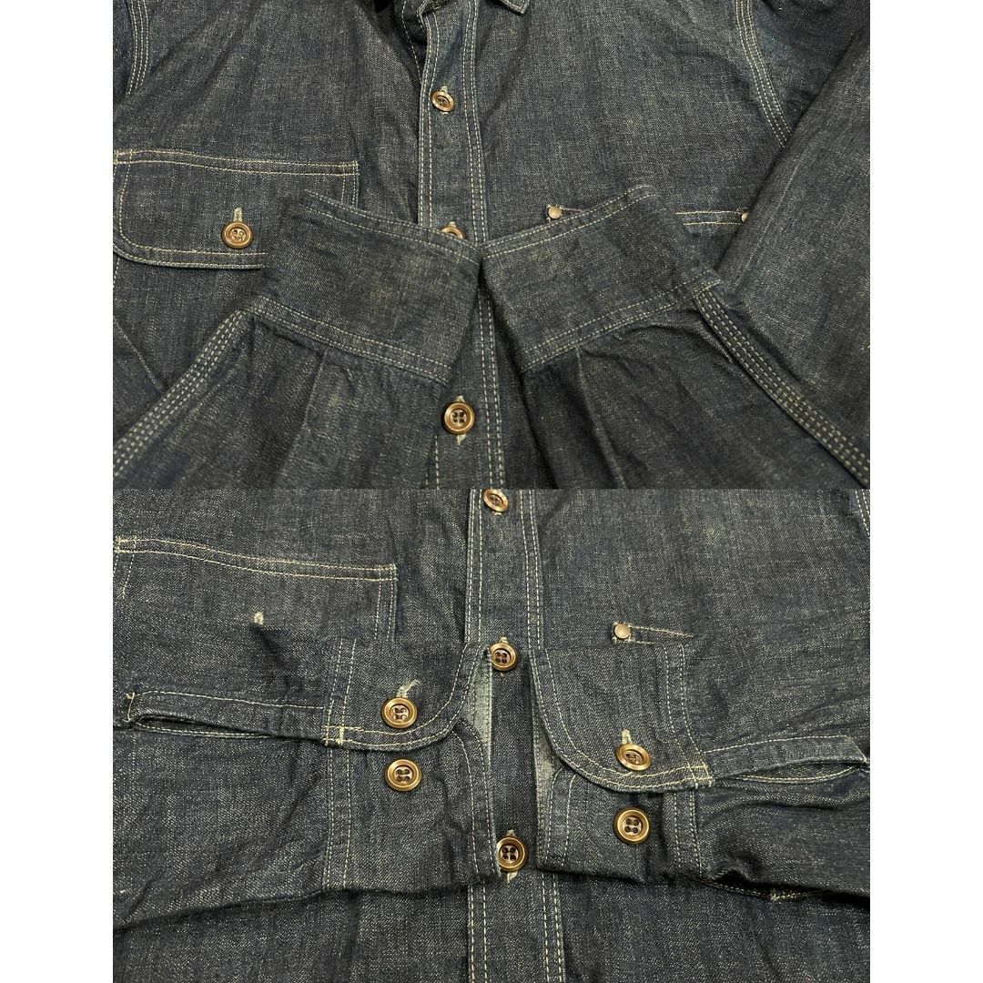 MOMOTARO JEANS(モモタロウジーンズ)の＊桃太郎ジーンズ 濃紺 ロゴプリント デニム シャツジャケット トップス 38 メンズのトップス(シャツ)の商品写真