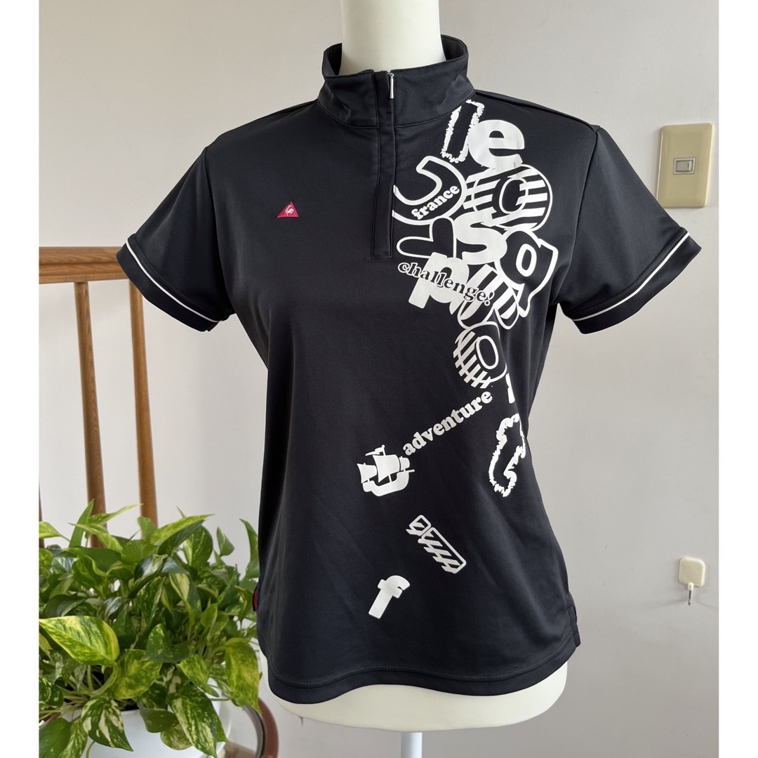 le coq sportif(ルコックスポルティフ)のルコック スポルティフ ゴルフ　ジップTシャツ レディースMサイズ ブラック スポーツ/アウトドアのゴルフ(ウエア)の商品写真