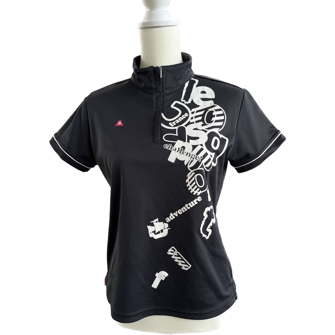 le coq sportif(ルコックスポルティフ)のルコック スポルティフ ゴルフ　ジップTシャツ レディースMサイズ ブラック スポーツ/アウトドアのゴルフ(ウエア)の商品写真