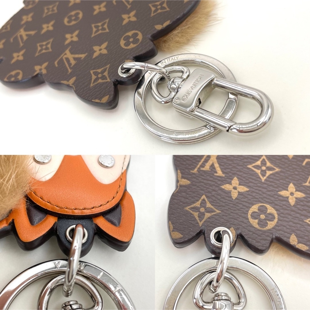 ルイヴィトン LOUIS VUITTON ポルトクレスクワーラル M00345 モノグラム バッグチャーム リス アニマル キーホルダー レザー ブラウン