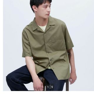 ユニクロ(UNIQLO)のオープンカラーシャツ　ユニクロ　オリーブ　Sサイズ(シャツ)